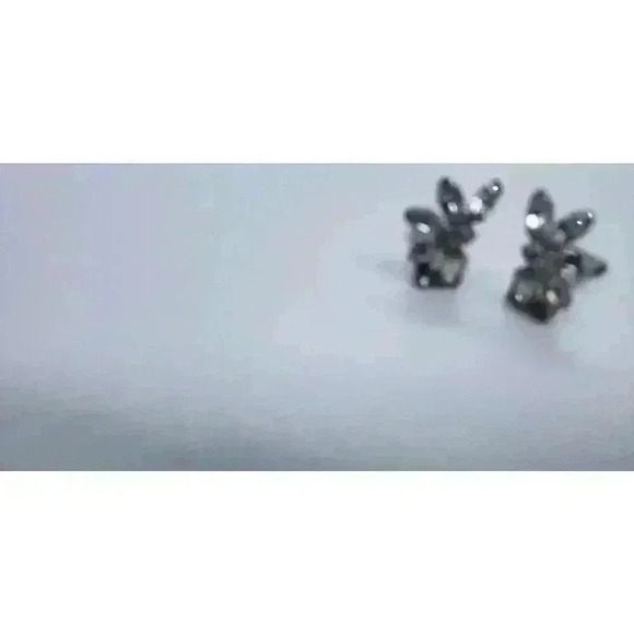 Vintage Earrings Clear Rhinestone Clip Clear Half Flower Star Bride Statement - Picture 9 of 10